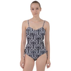 Overlay Transparent Pattern Sweetheart Tankini Set by Vaneshart