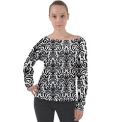 Overlay Transparent Pattern Off Shoulder Long Sleeve Velour Top by Vaneshart