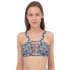 Overlay Transparent Pattern Cage Up Bikini Top