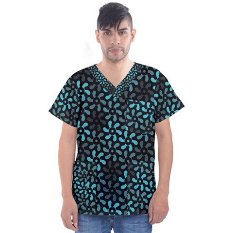 Decorative Flower Nature Abstract Men s V-neck Scrub Top by Vaneshart