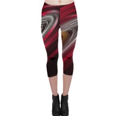 Circle Background Red Dark Bokeh Capri Leggings  by Vaneshart