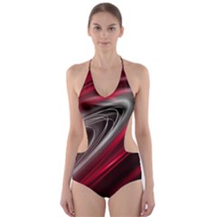 Circle Background Red Dark Bokeh Cut-out One Piece Swimsuit by Vaneshart