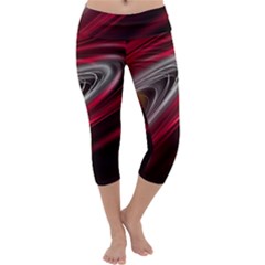 Circle Background Red Dark Bokeh Capri Yoga Leggings by Vaneshart