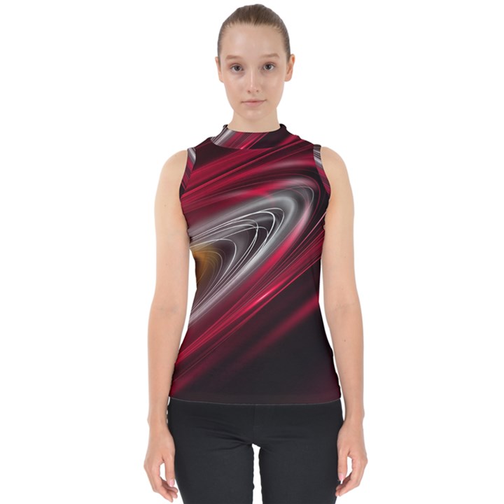 Circle Background Red Dark Bokeh Mock Neck Shell Top