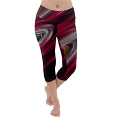 Circle Background Red Dark Bokeh Lightweight Velour Capri Yoga Leggings by Vaneshart