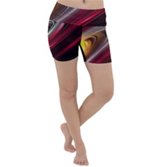 Circle Background Red Dark Bokeh Lightweight Velour Yoga Shorts by Vaneshart