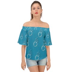 Bubble Group Pattern Abstract Off Shoulder Short Sleeve Top by Vaneshart