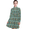 Nature Pattern Spring Green Long Sleeve Chiffon Shirt Dress View1