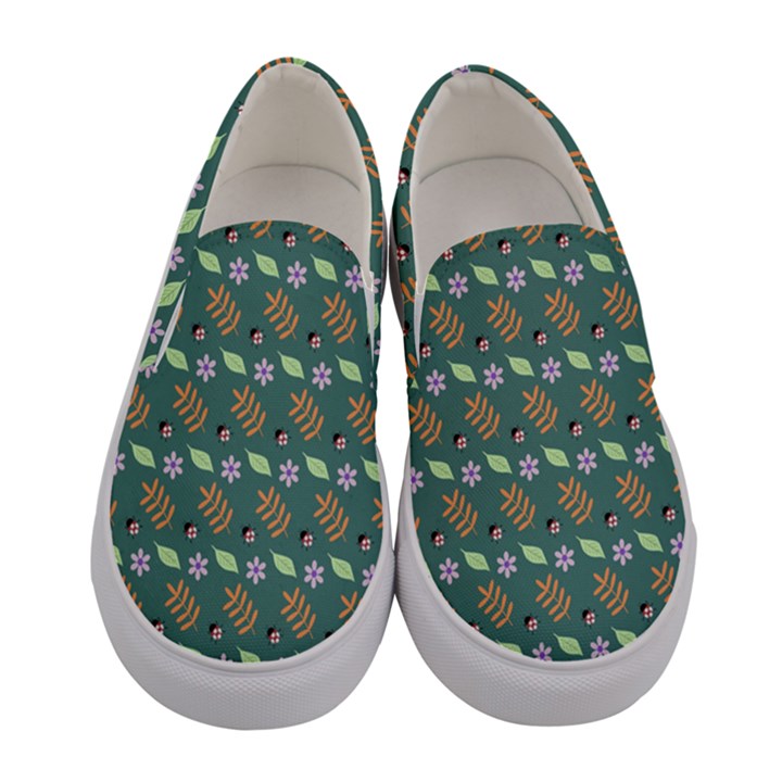 Nature Pattern Spring Green Women s Canvas Slip Ons