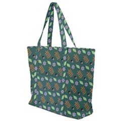 Nature Pattern Spring Green Zip Up Canvas Bag by Vaneshart