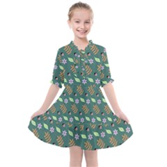 Nature Pattern Spring Green Kids  All Frills Chiffon Dress by Vaneshart