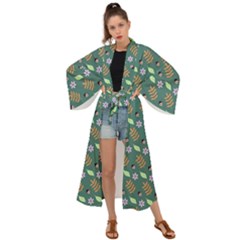 Nature Pattern Spring Green Maxi Kimono by Vaneshart