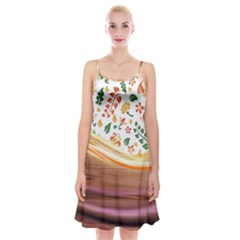 Floral Background Abstract Pattern Spaghetti Strap Velvet Dress