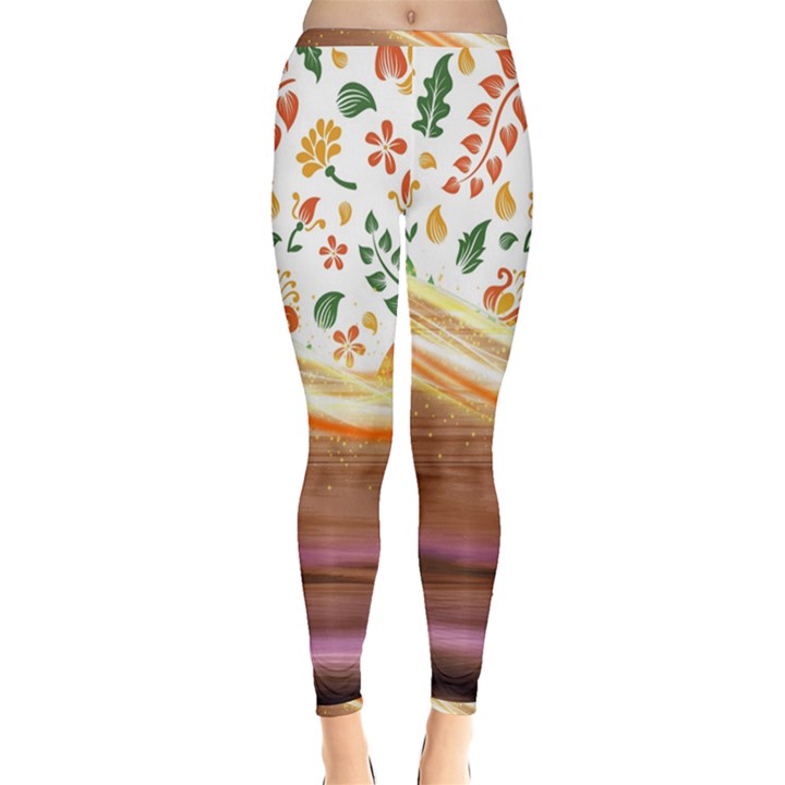 Floral Background Abstract Pattern Inside Out Leggings