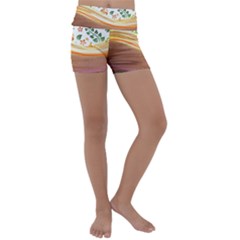 Floral Background Abstract Pattern Kids  Lightweight Velour Yoga Shorts