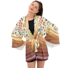 Floral Background Abstract Pattern Long Sleeve Kimono