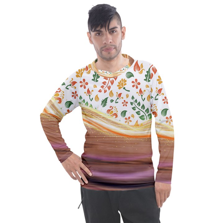 Floral Background Abstract Pattern Men s Pique Long Sleeve Tee