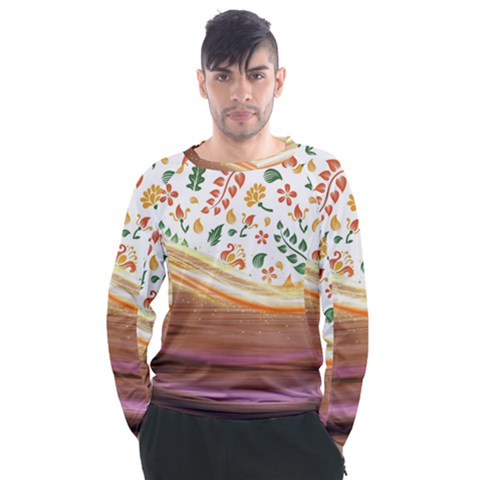 Floral Background Abstract Pattern Men s Long Sleeve Raglan Tee by Vaneshart