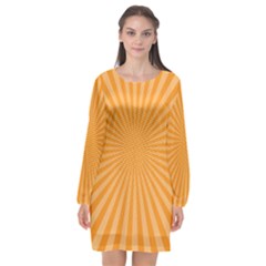 Background Graphic Modern Orange Long Sleeve Chiffon Shift Dress  by Vaneshart