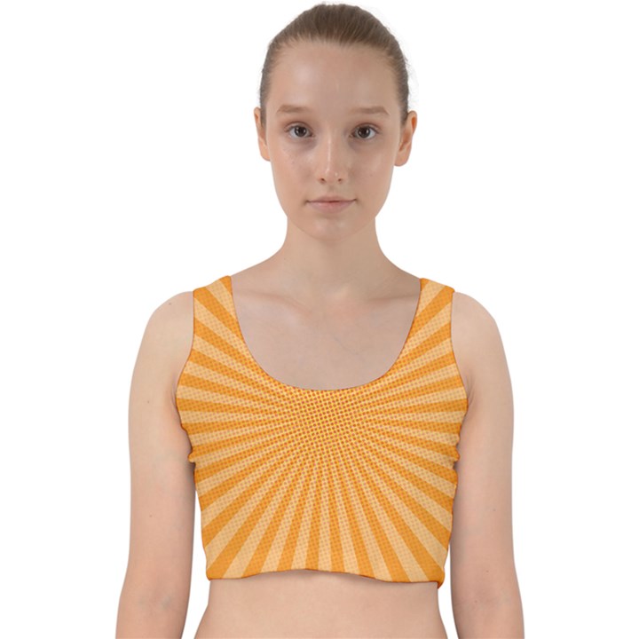 Background Graphic Modern Orange Velvet Racer Back Crop Top