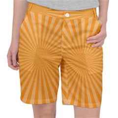 Background Graphic Modern Orange Pocket Shorts by Vaneshart