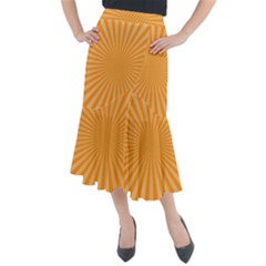 Background Graphic Modern Orange Midi Mermaid Skirt by Vaneshart