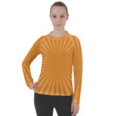 Background Graphic Modern Orange Women s Pique Long Sleeve Tee