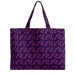 Flowers Violet Decorative Pattern Zipper Mini Tote Bag by Vaneshart