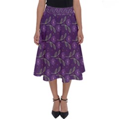 Flowers Violet Decorative Pattern Perfect Length Midi Skirt by Vaneshart