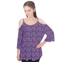 Flowers Violet Decorative Pattern Flutter Tees