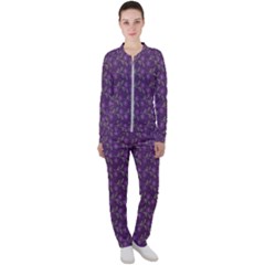 Flowers Violet Decorative Pattern Casual Jacket And Pants Set by Vaneshart