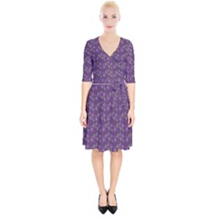 Flowers Violet Decorative Pattern Wrap Up Cocktail Dress by Vaneshart