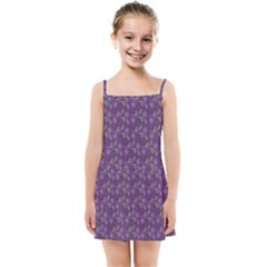 Flowers Violet Decorative Pattern Kids  Summer Sun Dress by Vaneshart