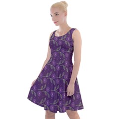 Flowers Violet Decorative Pattern Knee Length Skater Dress