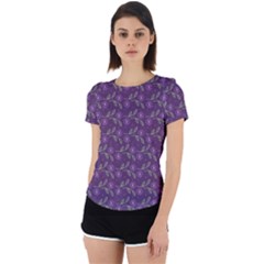 Flowers Violet Decorative Pattern Back Cut Out Sport Tee