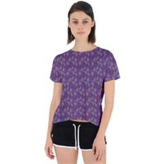 Flowers Violet Decorative Pattern Open Back Sport Tee