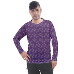 Flowers Violet Decorative Pattern Men s Pique Long Sleeve Tee