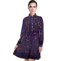 Christmas Background Star Long Sleeve Chiffon Shirt Dress by Vaneshart