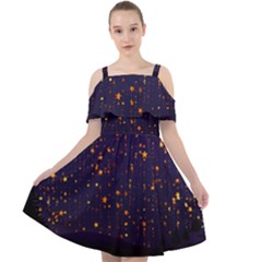 Christmas Background Star Cut Out Shoulders Chiffon Dress