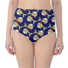 Fish Background Abstract Animal Classic High-waist Bikini Bottoms by Vaneshart