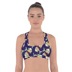 Fish Background Abstract Animal Cross Back Sports Bra by Vaneshart