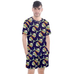 Fish Background Abstract Animal Men s Mesh Tee And Shorts Set