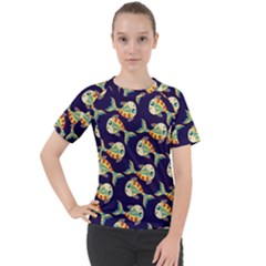 Fish Background Abstract Animal Women s Sport Raglan Tee