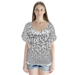 Triangle Poly Low Poly Background V-neck Flutter Sleeve Top by Vaneshart