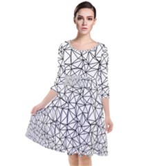 Triangle Poly Low Poly Background Quarter Sleeve Waist Band Dress by Vaneshart