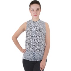 Triangle Poly Low Poly Background Mock Neck Chiffon Sleeveless Top by Vaneshart