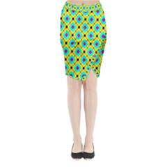 Pattern Tiles Square Design Modern Midi Wrap Pencil Skirt by Vaneshart