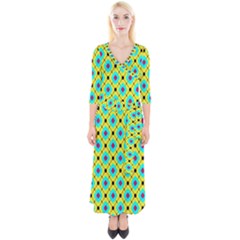 Pattern Tiles Square Design Modern Quarter Sleeve Wrap Maxi Dress by Vaneshart