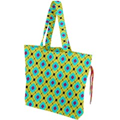 Pattern Tiles Square Design Modern Drawstring Tote Bag by Vaneshart