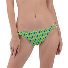 Pattern Tiles Square Design Modern Ring Detail Bikini Bottom